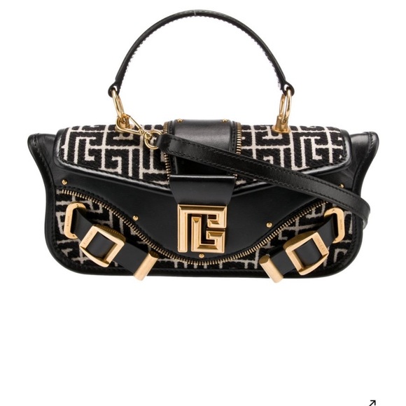 Balmain Handbags - Balmain Black and Gold Shoulder Bag